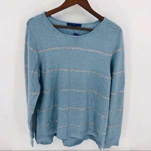 Apt 9 baby blue and silver striped sweater